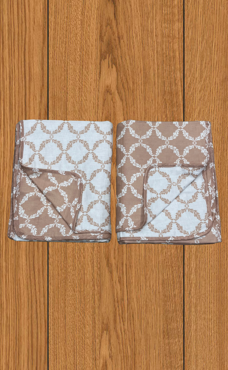 Blanket | Dohar. Peach Leafy soft & Cozy. Two Pc Single bed | Laces and Frills