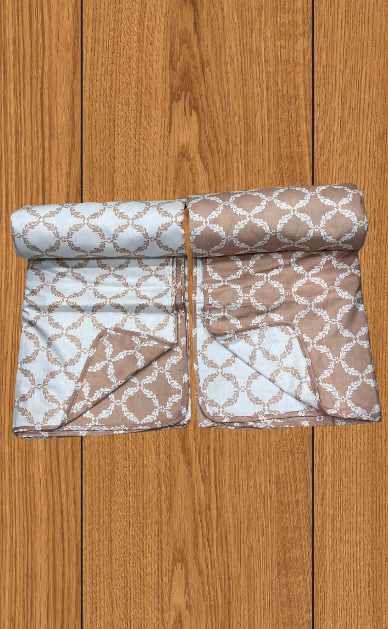 Blanket | Dohar. Peach Leafy soft & Cozy. Two Pc Single bed | Laces and Frills