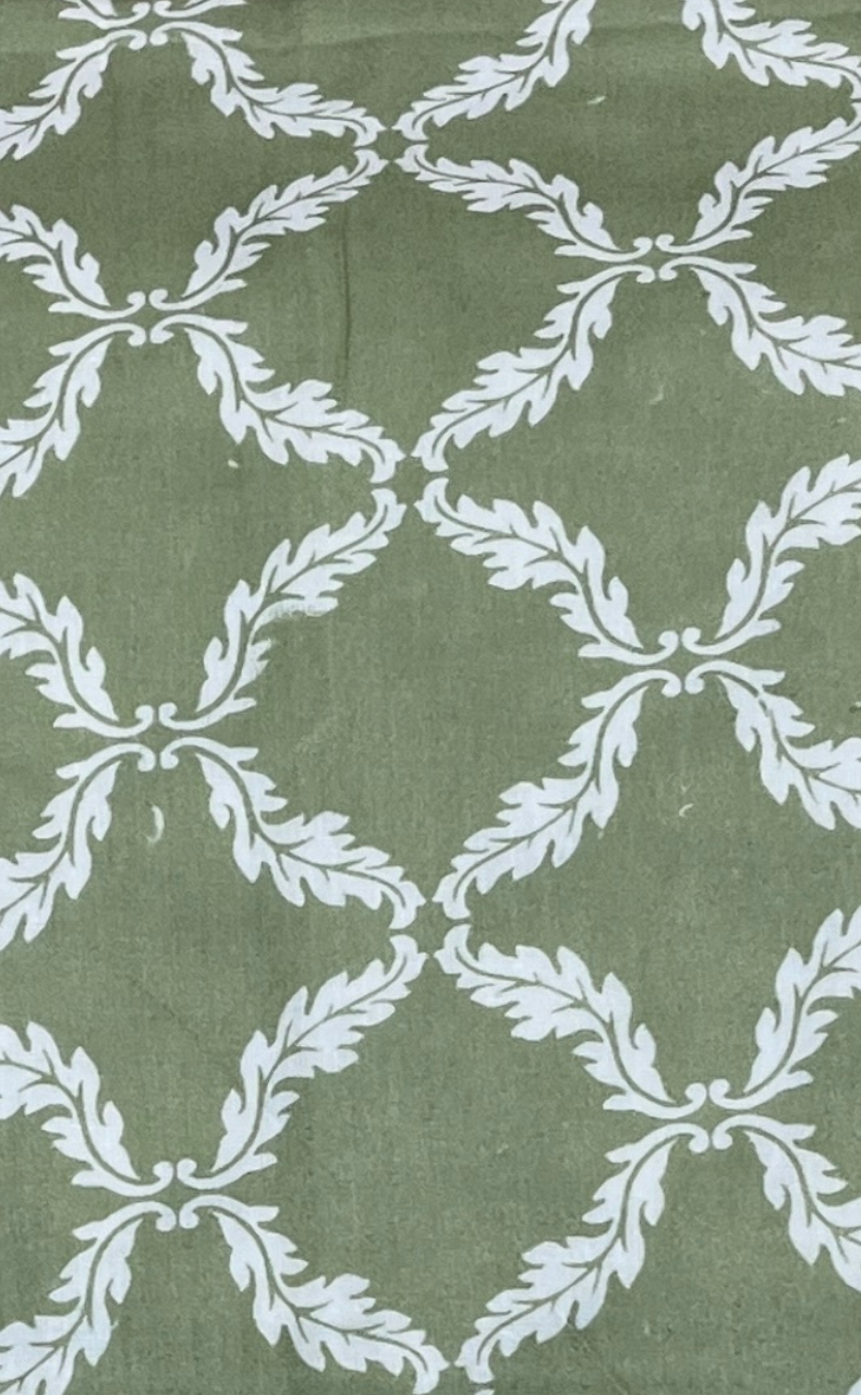 Blanket | Dohar. Pista Green Leafy soft & Cozy. Two Pc Single bed | Laces and Frills