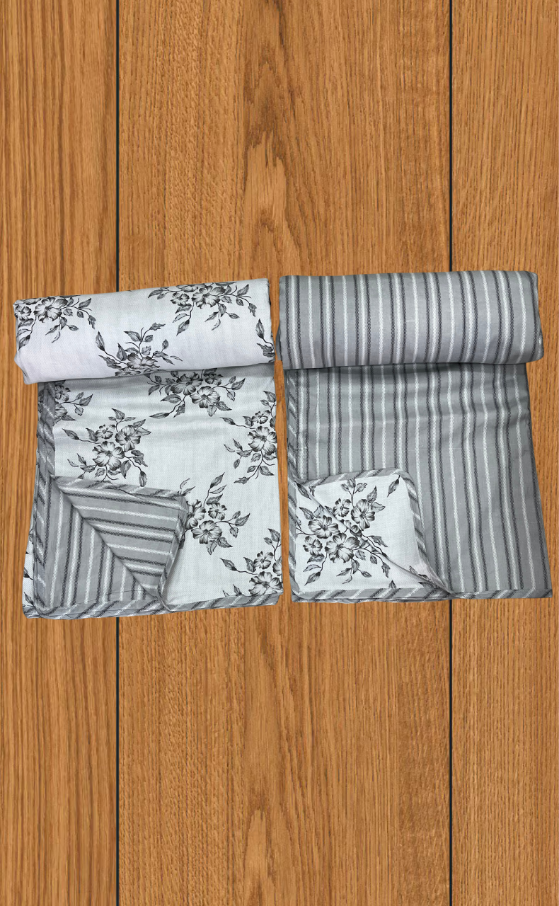 Blanket | Dohar. Grey Garden soft & Cozy. Two Pc Single bed | Laces and Frills