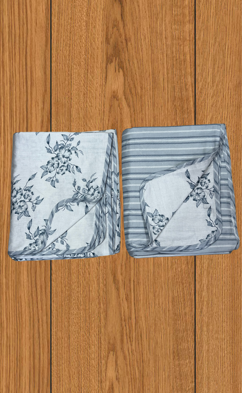 Blanket | Dohar. Blue Garden soft & Cozy. Two Pc Single bed | Laces and Frills