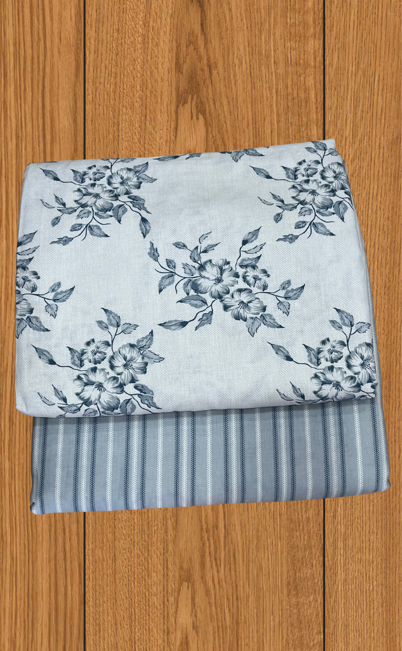 Blanket | Dohar. Blue Garden soft & Cozy. Two Pc Single bed | Laces and Frills