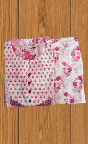 Pink Garden 2 Piece set Jaipur Cotton Kurti With Palazzo set . Pure Versatile Cotton. | Laces and Frills - Laces and Frills