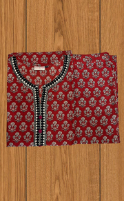Rust Maroon Flora 2 Piece set Jaipur Cotton Kurti With Palazzo set . Pure Versatile Cotton. | Laces and Frills - Laces and Frills