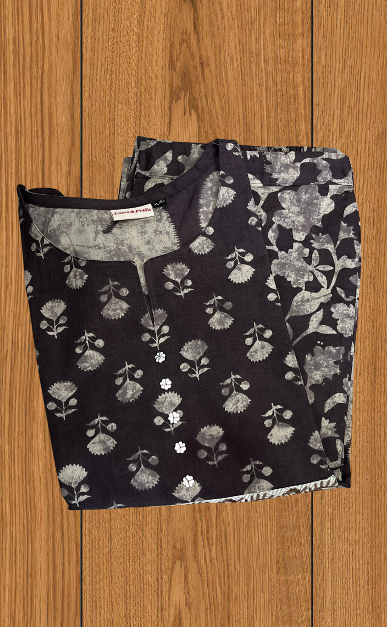 Brown Flora 2 Piece set Jaipur Cotton Kurti With Palazzo set . Pure Versatile Cotton. | Laces and Frills - Laces and Frills