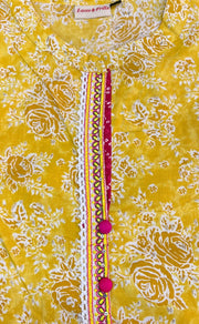 Yellow Garden Kurti With Pant Set.Pure Versatile Cotton. | Laces and Frills - Laces and Frills