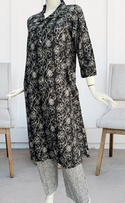 Black Garden Jaipur Cotton Kurti With Pant .Pure Versatile Cotton. | Laces and Frills - Laces and Frills