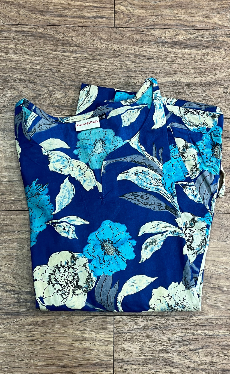 Blue Garden Jaipur Cotton Co-ord Set.Pure Versatile Cotton. | Laces and Frills - Laces and Frills