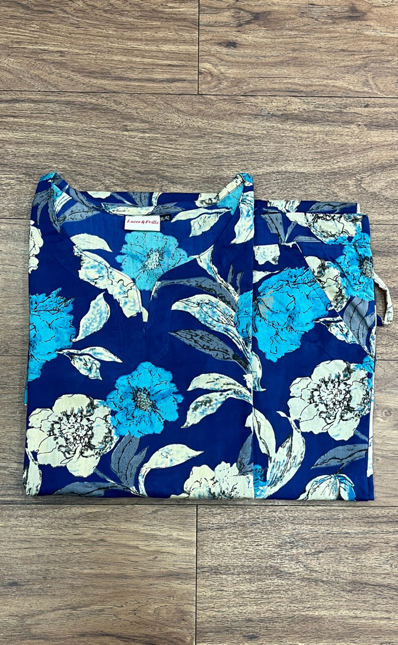 Blue Garden Jaipur Cotton Co-ord Set.Pure Versatile Cotton. | Laces and Frills - Laces and Frills