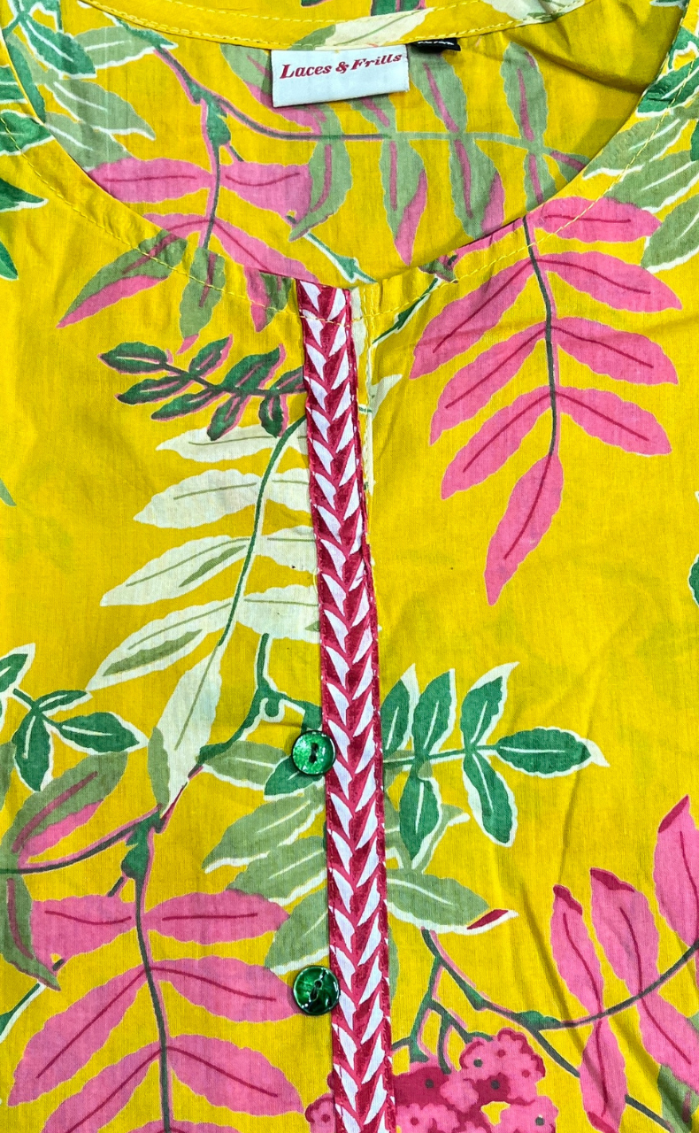 Yellow Garden Jaipur Cotton Co-ord Set.Pure Versatile Cotton. | Laces and Frills - Laces and Frills