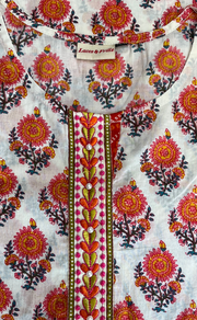 Off White/Orange Floral Cotton Co-Ord Set. Pure Versatile Cotton. | Laces and Frills