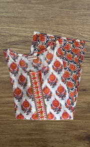 Off White/Orange Floral Cotton Co-Ord Set. Pure Versatile Cotton. | Laces and Frills