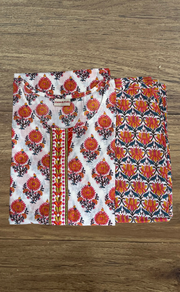 Off White/Orange Floral Cotton Co-Ord Set. Pure Versatile Cotton. | Laces and Frills
