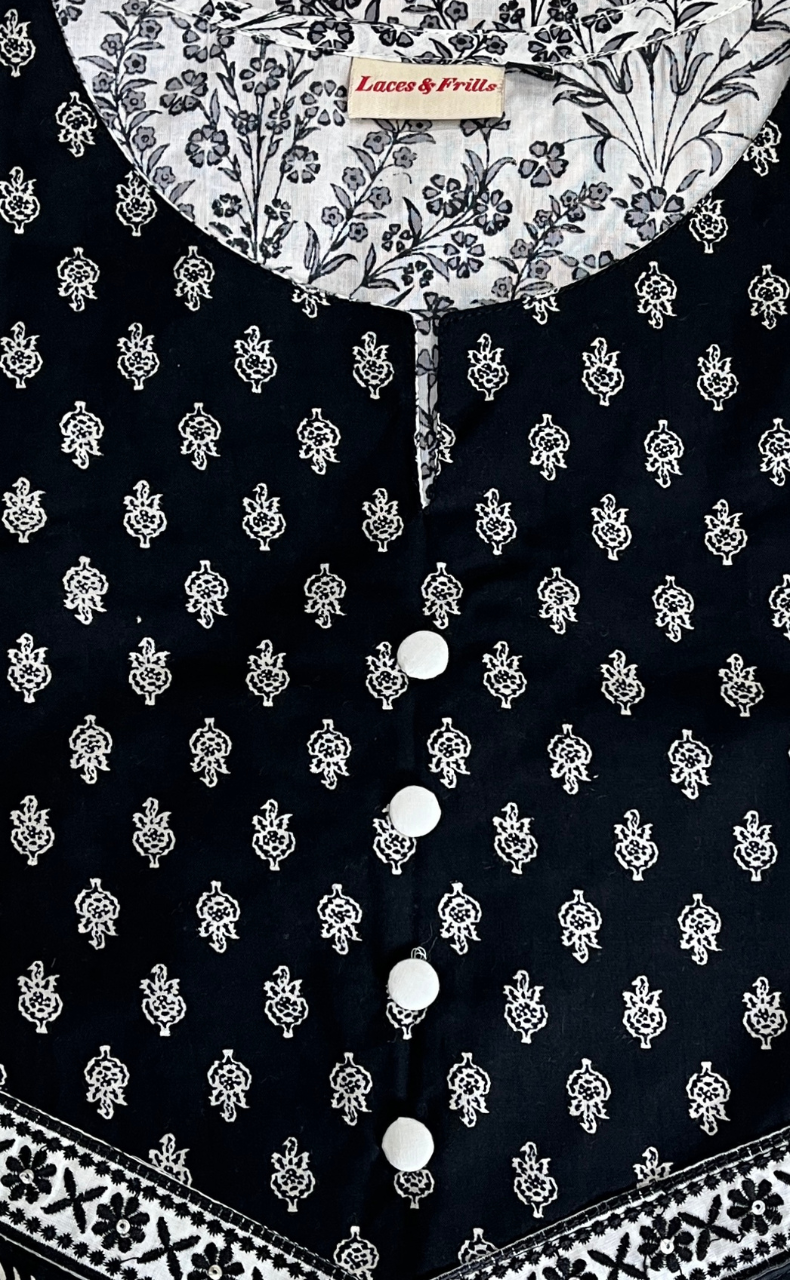 Black/White Garden Cotton Co-Ord Set. Pure Versatile Cotton. | Laces and Frills