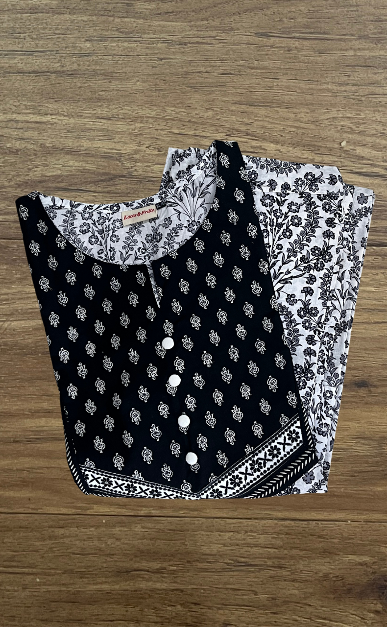 Black/White Garden Cotton Co-Ord Set. Pure Versatile Cotton. | Laces and Frills