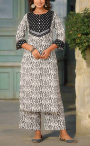 Black/White Garden Cotton Co-Ord Set. Pure Versatile Cotton. | Laces and Frills