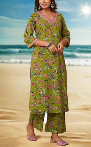 Green Garden Cotton Co-Ord Set. Pure Versatile Cotton. | Laces and Frills