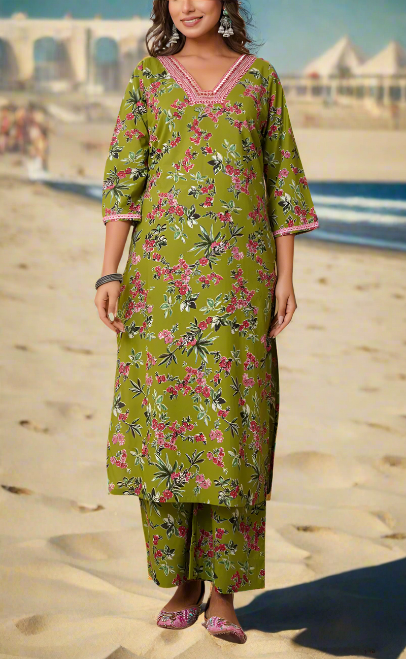 Green Garden Cotton Co-Ord Set. Pure Versatile Cotton. | Laces and Frills