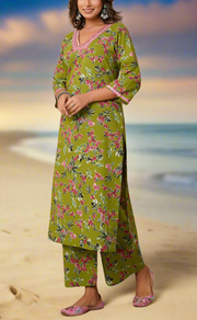 Green Garden Cotton Co-Ord Set. Pure Versatile Cotton. | Laces and Frills