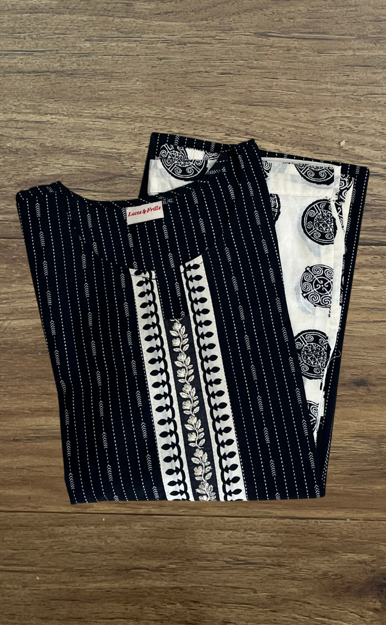 Black Stripes Cotton Co-Ord Set. Pure Versatile Cotton. | Laces and Frills
