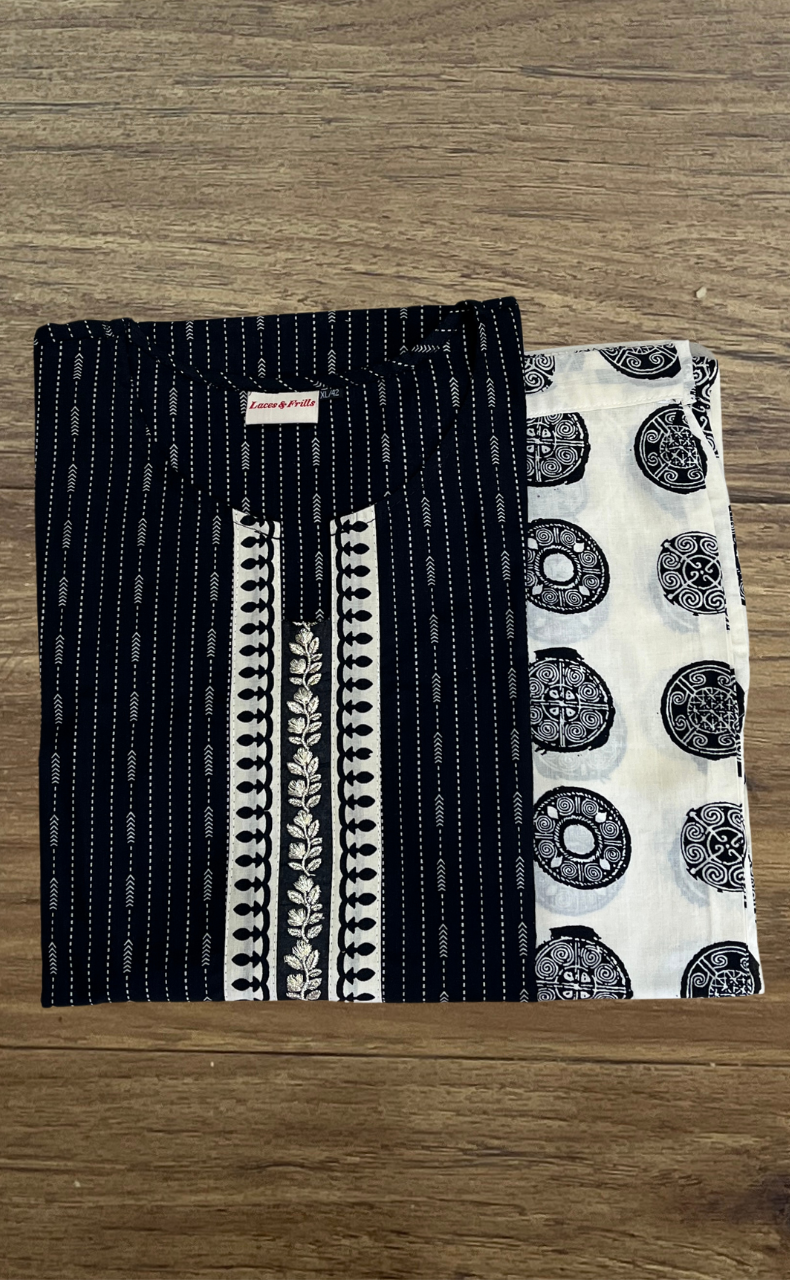 Black Stripes Cotton Co-Ord Set. Pure Versatile Cotton. | Laces and Frills