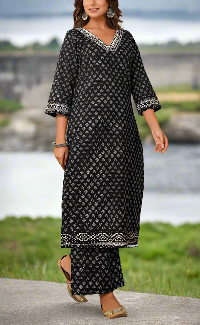 Black Tiny Flora Cotton Co-Ord Set. Pure Versatile Cotton. | Laces and Frills