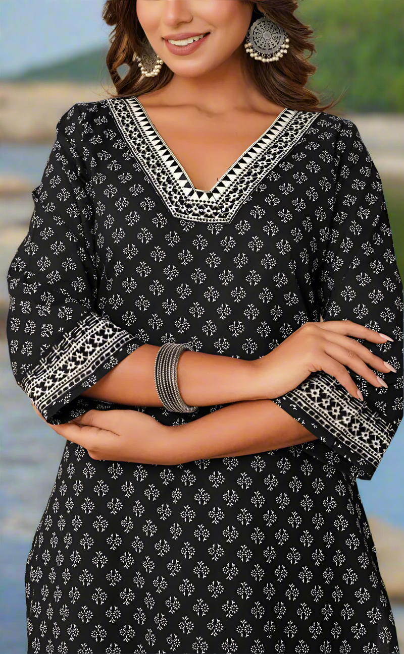 Black Tiny Flora Cotton Co-Ord Set. Pure Versatile Cotton. | Laces and Frills