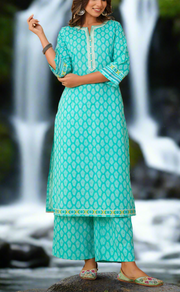 Sea Green Paisley Print Cotton Co-Ord Set. Pure Versatile Cotton. | Laces and Frills