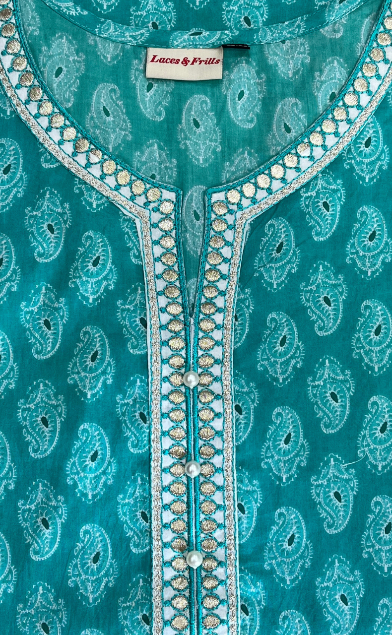 Sea Green Paisley Print Cotton Co-Ord Set. Pure Versatile Cotton. | Laces and Frills