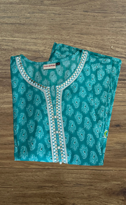 Sea Green Paisley Print Cotton Co-Ord Set. Pure Versatile Cotton. | Laces and Frills