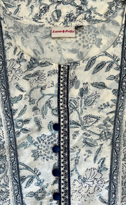 Off White/Grey Floral Cotton Kurti With Palazzo set . Pure Versatile Cotton. | Laces and Frills
