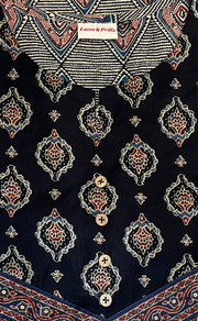 Black Ajrakh Print Cotton Kurti With Palazzo set . Pure Versatile Cotton. | Laces and Frills