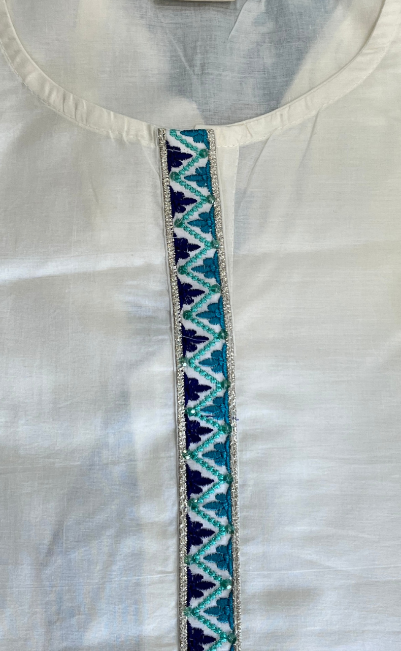 White/Sky Blue Floral Jaipur Cotton Co-Ord Set. Pure Versatile Cotton. | Laces and Frills