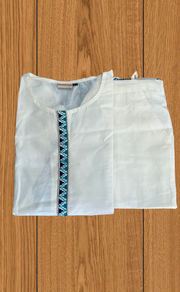 White/Sky Blue Floral Jaipur Cotton Co-Ord Set. Pure Versatile Cotton. | Laces and Frills