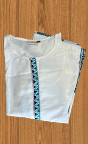 White/Sky Blue Floral Jaipur Cotton Co-Ord Set. Pure Versatile Cotton. | Laces and Frills