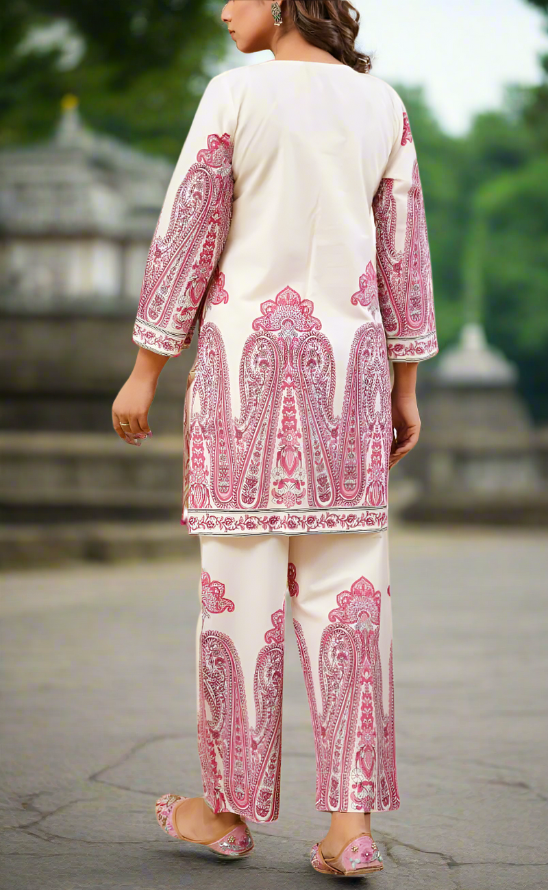 White/Pink Floral Jaipur Cotton Co-Ord Set. Pure Versatile Cotton. | Laces and Frills