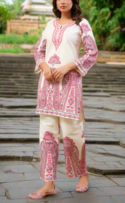 White/Pink Floral Jaipur Cotton Co-Ord Set. Pure Versatile Cotton. | Laces and Frills