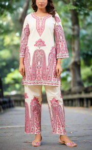 White/Pink Floral Jaipur Cotton Co-Ord Set. Pure Versatile Cotton. | Laces and Frills