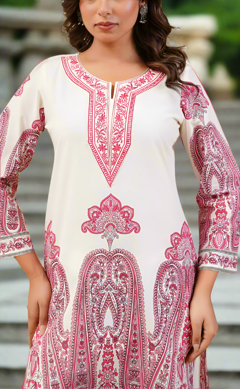 White/Pink Floral Jaipur Cotton Co-Ord Set. Pure Versatile Cotton. | Laces and Frills