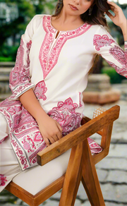 White/Pink Floral Jaipur Cotton Co-Ord Set. Pure Versatile Cotton. | Laces and Frills