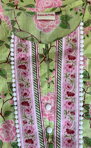 Lime Green Garden Cotton Kurti With Palazzo set . Pure Versatile Cotton. | Laces and Frills