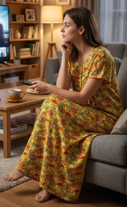 Mustard Garden Pure Cotton Nighty. Pure Durable Cotton | Laces and Frills - Laces and Frills