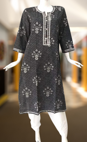 Black Bouquet Motif Jaipuri Cotton Kurti.Pure Versatile Cotton. | Laces and Frills - Laces and Frills
