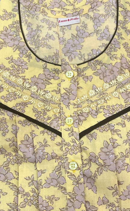 Yellow Floral Garden XXL Soft Nighty. Soft Breathable Fabric | Laces and Frills - Laces and Frills