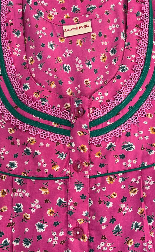 Pink Floral Soft 5XL Nighty . Soft Breathable Fabric | Laces and Frills - Laces and Frills