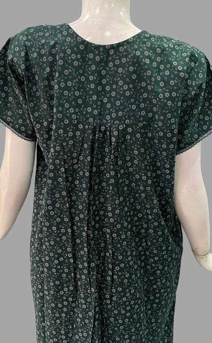 Bottle Green Floral XXL Soft Nighty. Soft Breathable Fabric | Laces and Frills - Laces and Frills