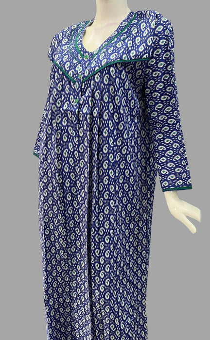 Blue Manga Motif Pure Cotton Free Size Full Sleeves Large Nighty . Pure Durable Cotton | Laces and Frills - Laces and Frills