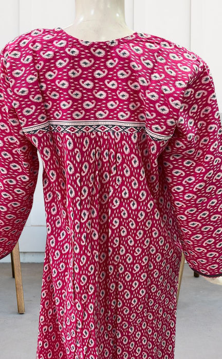 Pink Manga Motif Pure Cotton Free Size Full Sleeves Large Nighty . Pure Durable Cotton | Laces and Frills - Laces and Frills