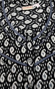 Black Manga Motif Pure Cotton Full Sleeves Nighty. Soft Breathable Fabric | Laces and Frills - Laces and Frills