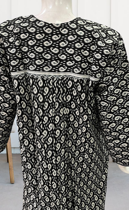 Black Manga Motif Pure Cotton Free Size Full Sleeves Large Nighty . Pure Durable Cotton | Laces and Frills - Laces and Frills